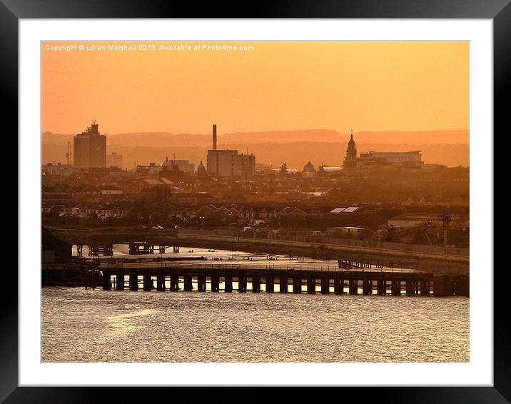 Sunset Over Hull. Framed Mounted Print by Lilian Marshall