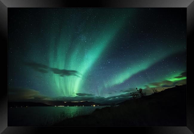 Tromso Aurora Hunting Framed Print by jordan whipps