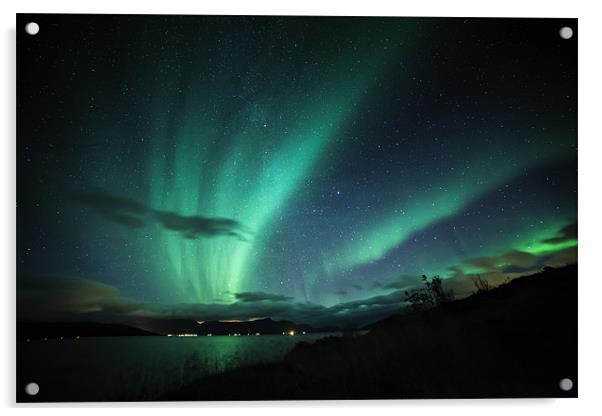 Tromso Aurora Hunting Acrylic by jordan whipps