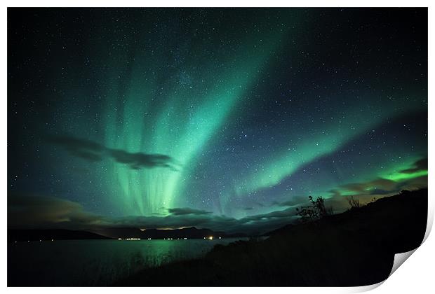 Tromso Aurora Hunting Print by jordan whipps