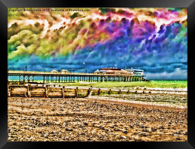 Colourful Cromer Pier Framed Print by Avril Harris