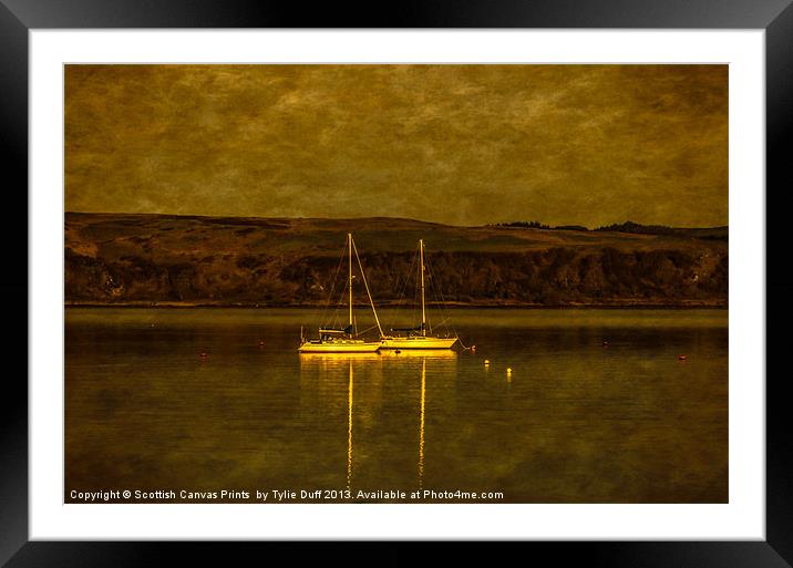 Two Yachts by Moonlight in Fairlie Bay Framed Mounted Print by Tylie Duff Photo Art
