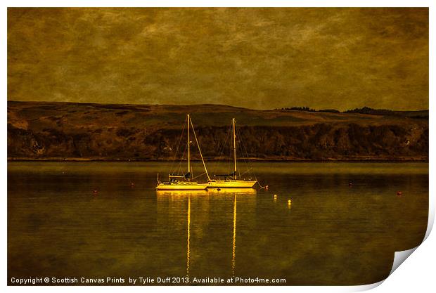 Two Yachts by Moonlight in Fairlie Bay Print by Tylie Duff Photo Art