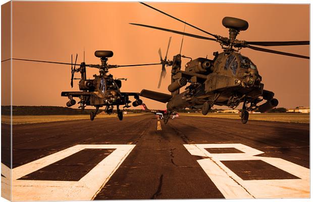 Two AH64 Apache and runway Canvas Print by Oxon Images