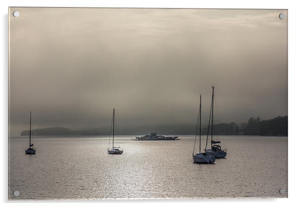 Ferry in the mist Acrylic by Gary Finnigan