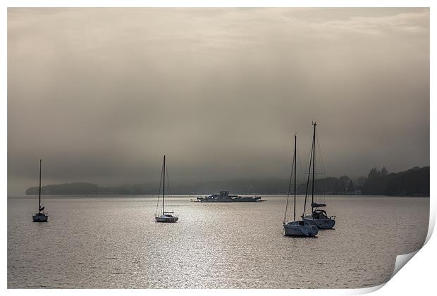 Ferry in the mist Print by Gary Finnigan