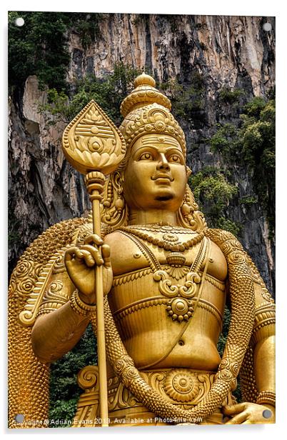 Lord Murugan Statue Acrylic by Adrian Evans