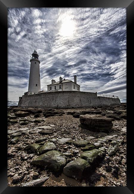 St Mary`s Lighthouse Framed Print by Northeast Images