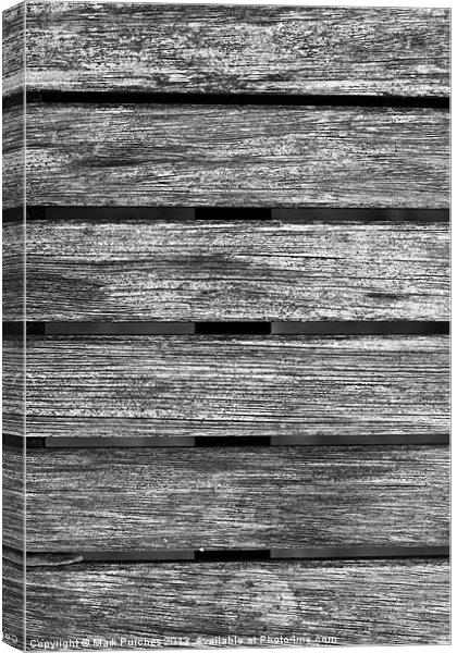 Worn Wooden Table Texture Black White Canvas Print by Mark Purches