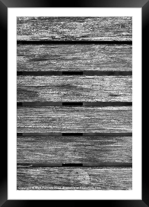 Worn Wooden Table Texture Black White Framed Mounted Print by Mark Purches