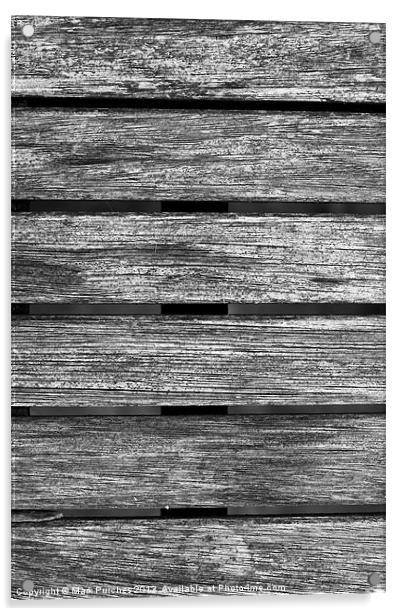 Worn Wooden Table Texture Black White Acrylic by Mark Purches