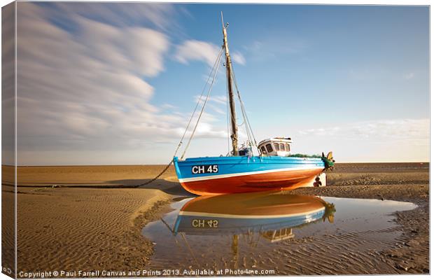 Meols beach sailing boat Canvas Print by Paul Farrell Photography