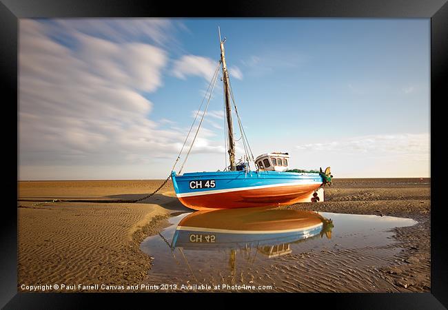 Meols beach sailing boat Framed Print by Paul Farrell Photography