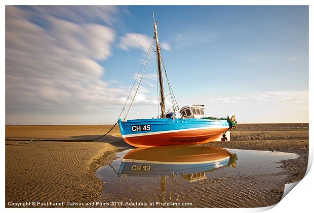 Meols beach sailing boat Print by Paul Farrell Photography