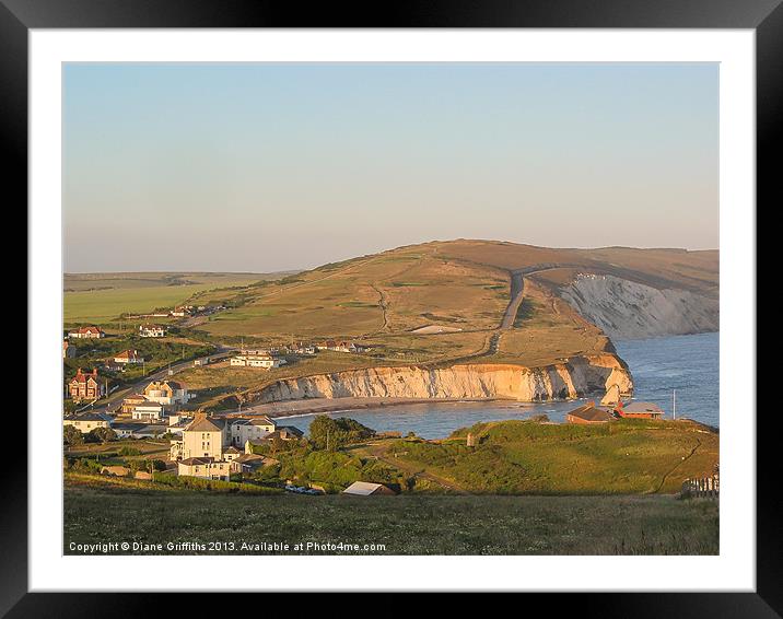 View over Freshwater Bay from Tennyson's Mount Framed Mounted Print by Diane Griffiths