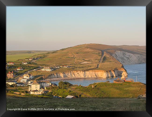 View over Freshwater Bay from Tennyson's Mount Framed Print by Diane Griffiths