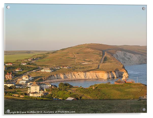 View over Freshwater Bay from Tennyson's Mount Acrylic by Diane Griffiths