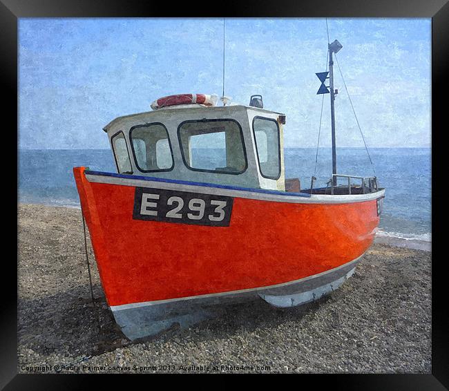 Beached boat at Branscombe 2 Framed Print by Paula Palmer canvas