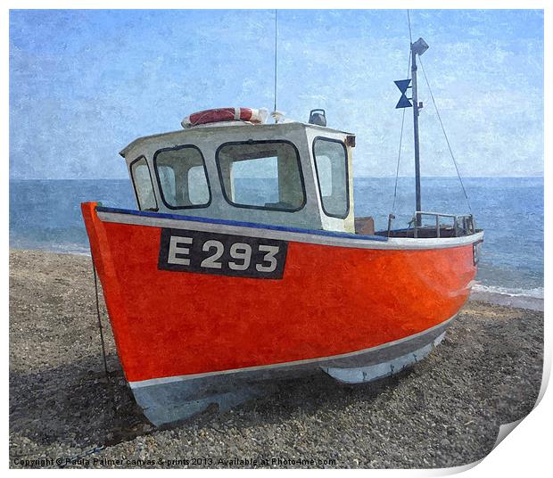 Beached boat at Branscombe 2 Print by Paula Palmer canvas