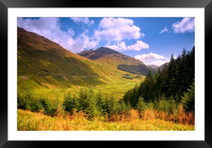 Peaceful Sunny Day in Mountains. Rest and Be Thank Framed Mounted Print by Jenny Rainbow