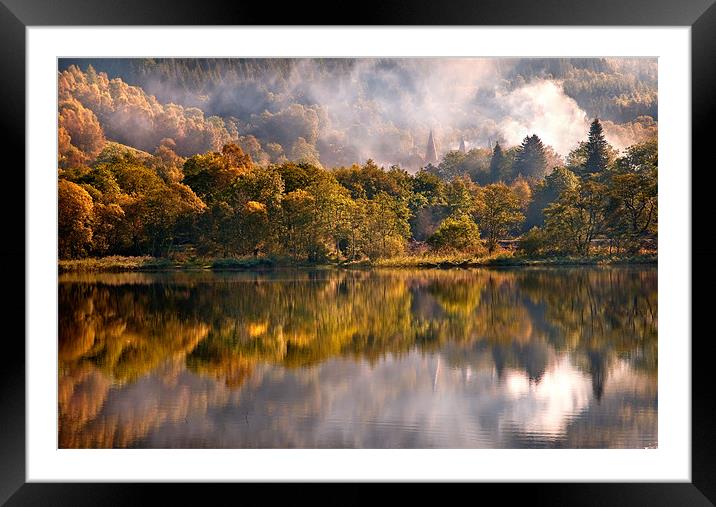 Playing Mirror. Loch Achray. Scotland Framed Mounted Print by Jenny Rainbow