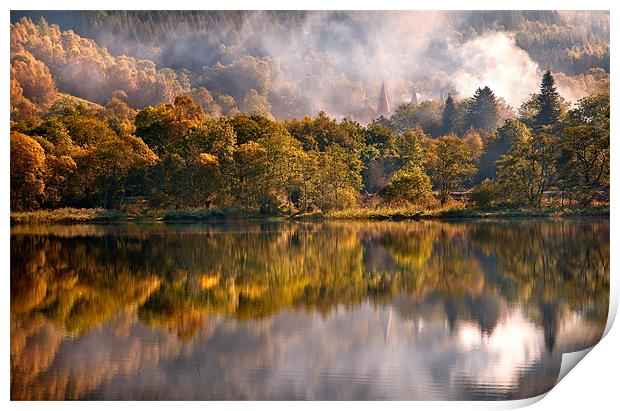 Playing Mirror. Loch Achray. Scotland Print by Jenny Rainbow