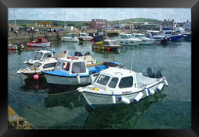 West Bay harbour 4 Framed Print by Paula Palmer canvas
