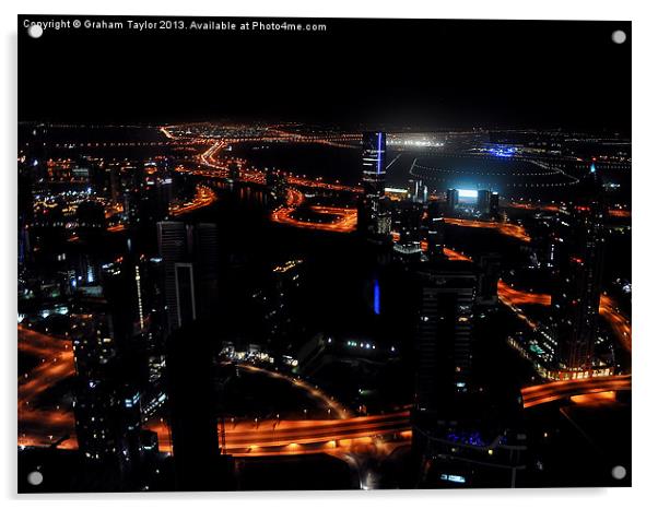 Dubais Majestic Skyline Acrylic by Graham Taylor