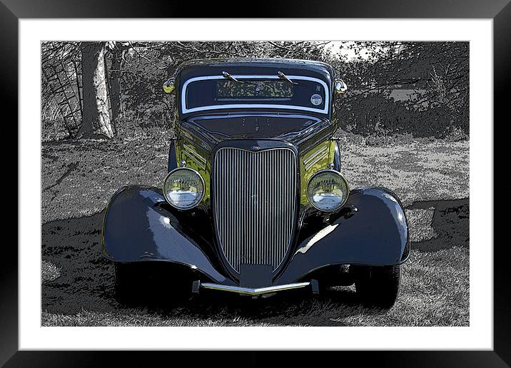 Ford Model Y Posterised on B&W Framed Mounted Print by Bill Simpson