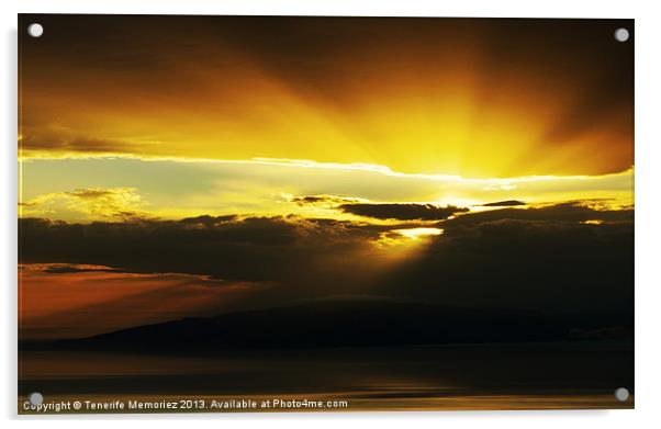 Golden Gomera Sunset Acrylic by Tenerife Memoriez