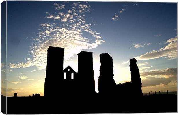 Reculver Silhouette Canvas Print by Tracy Hughes