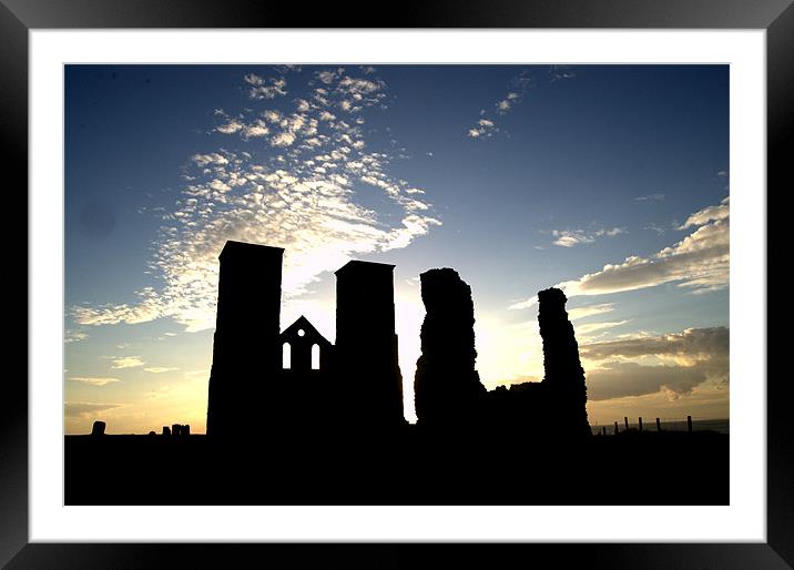 Reculver Silhouette Framed Mounted Print by Tracy Hughes