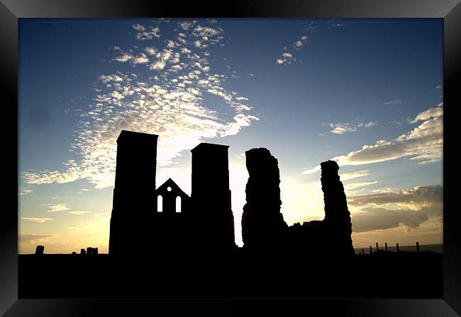 Reculver Silhouette Framed Print by Tracy Hughes