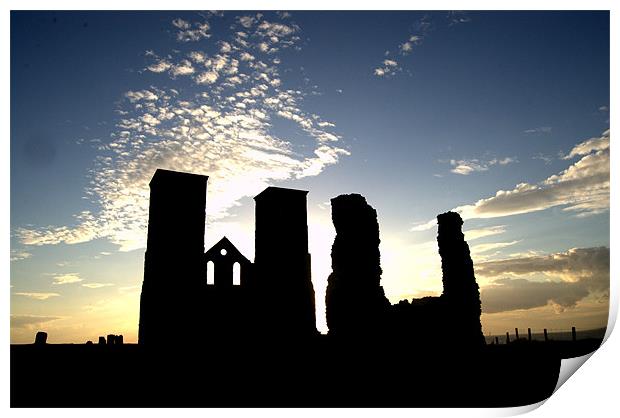 Reculver Silhouette Print by Tracy Hughes
