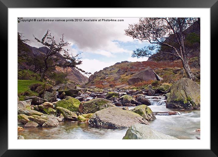 Afon Nant Peris Framed Mounted Print by carl barbour canvas