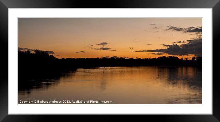 Sunset over the water Framed Mounted Print by Barbara Ambrose