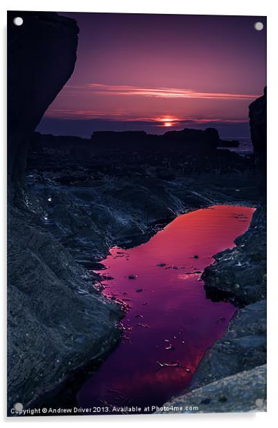 Rock pool sunset Acrylic by Andrew Driver