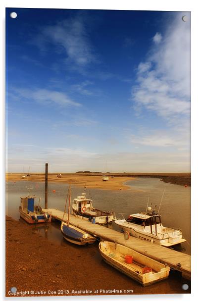 Boats, Wells Norfolk Acrylic by Julie Coe