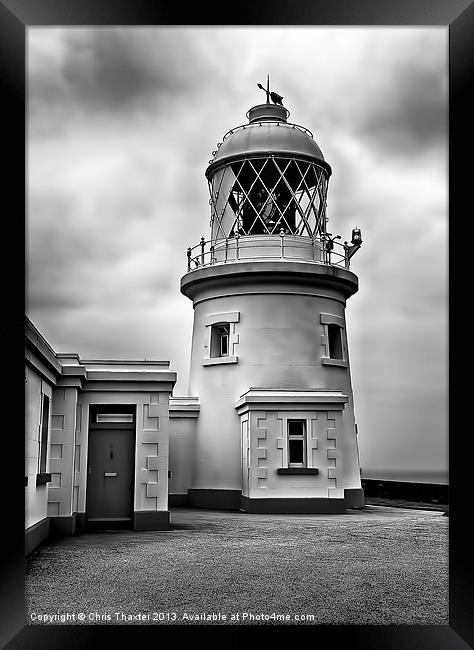 Pendeen Lighthouse Black and White Framed Print by Chris Thaxter