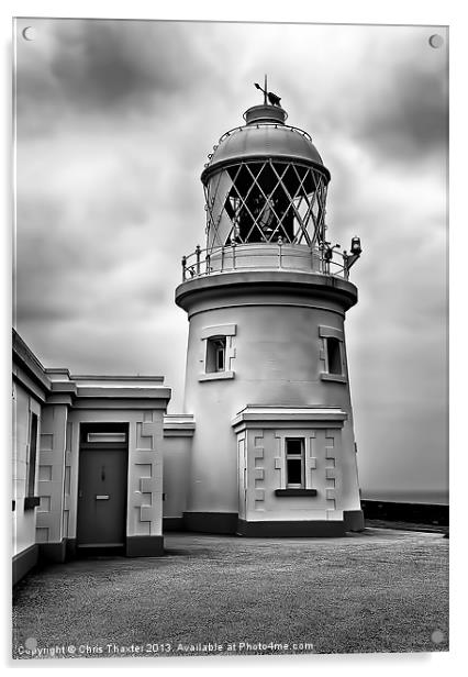 Pendeen Lighthouse Black and White Acrylic by Chris Thaxter