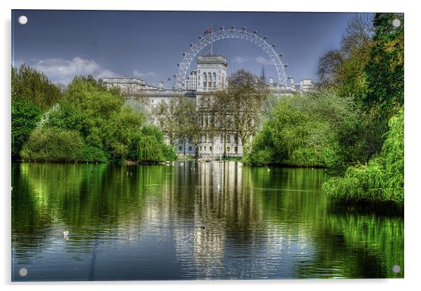 St James Park and London Eye Acrylic by Dean Messenger