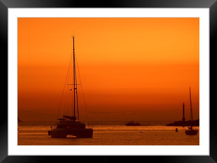 Dusk from Es Puet Beach, Ibiza. Framed Mounted Print by Becky Dix