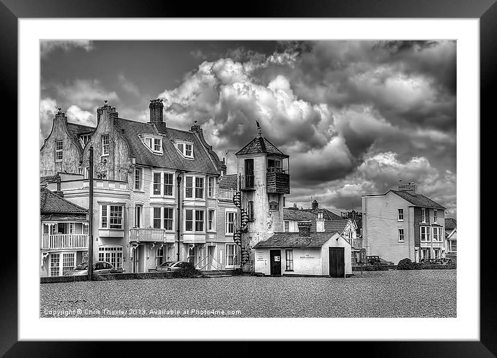 South Lookout Tower Aldeburgh Black and White Framed Mounted Print by Chris Thaxter