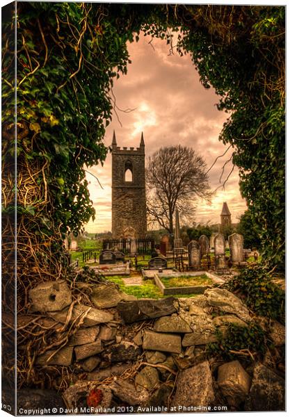 Tullylish Bell Tower Canvas Print by David McFarland
