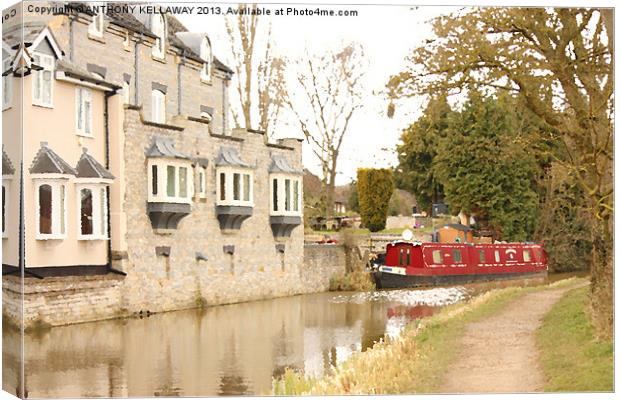 CANAL BARGE PAINTING Canvas Print by Anthony Kellaway