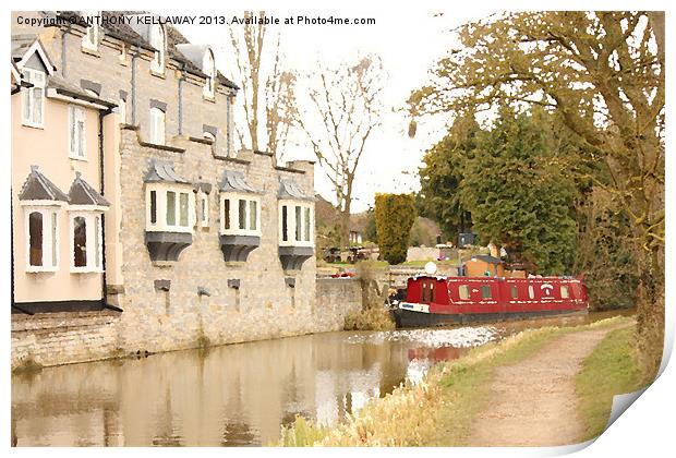CANAL BARGE PAINTING Print by Anthony Kellaway