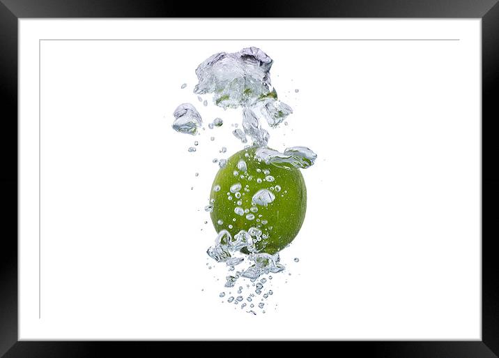 lime in water Framed Mounted Print by Justyna studio