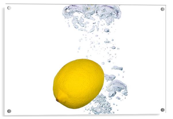 lemon in water Acrylic by Justyna studio