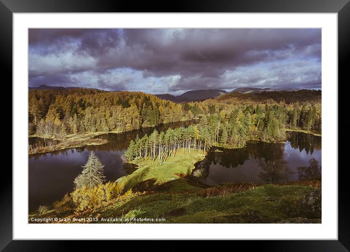 Tarn Hows and view towards Tom Heights. Lake Distr Framed Mounted Print by Liam Grant