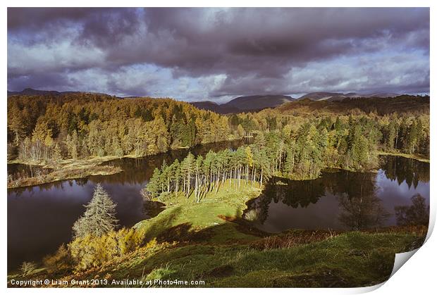 Tarn Hows and view towards Tom Heights. Lake Distr Print by Liam Grant
